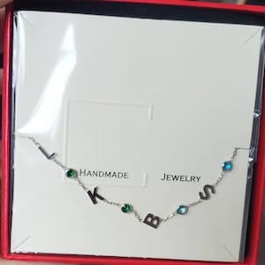 Customer photo review of Letter and Birthstones Bracelet