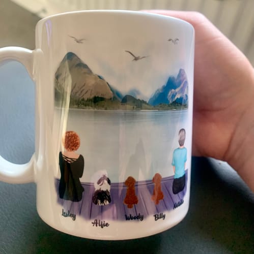 Customer photo review of Couple & Dogs -You me and the dog Personalised Mug