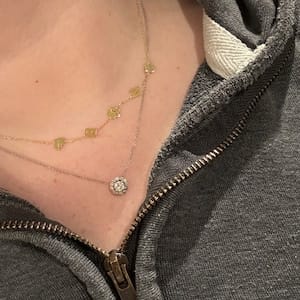 Customer photo review of Sideways Paw Letter Necklace