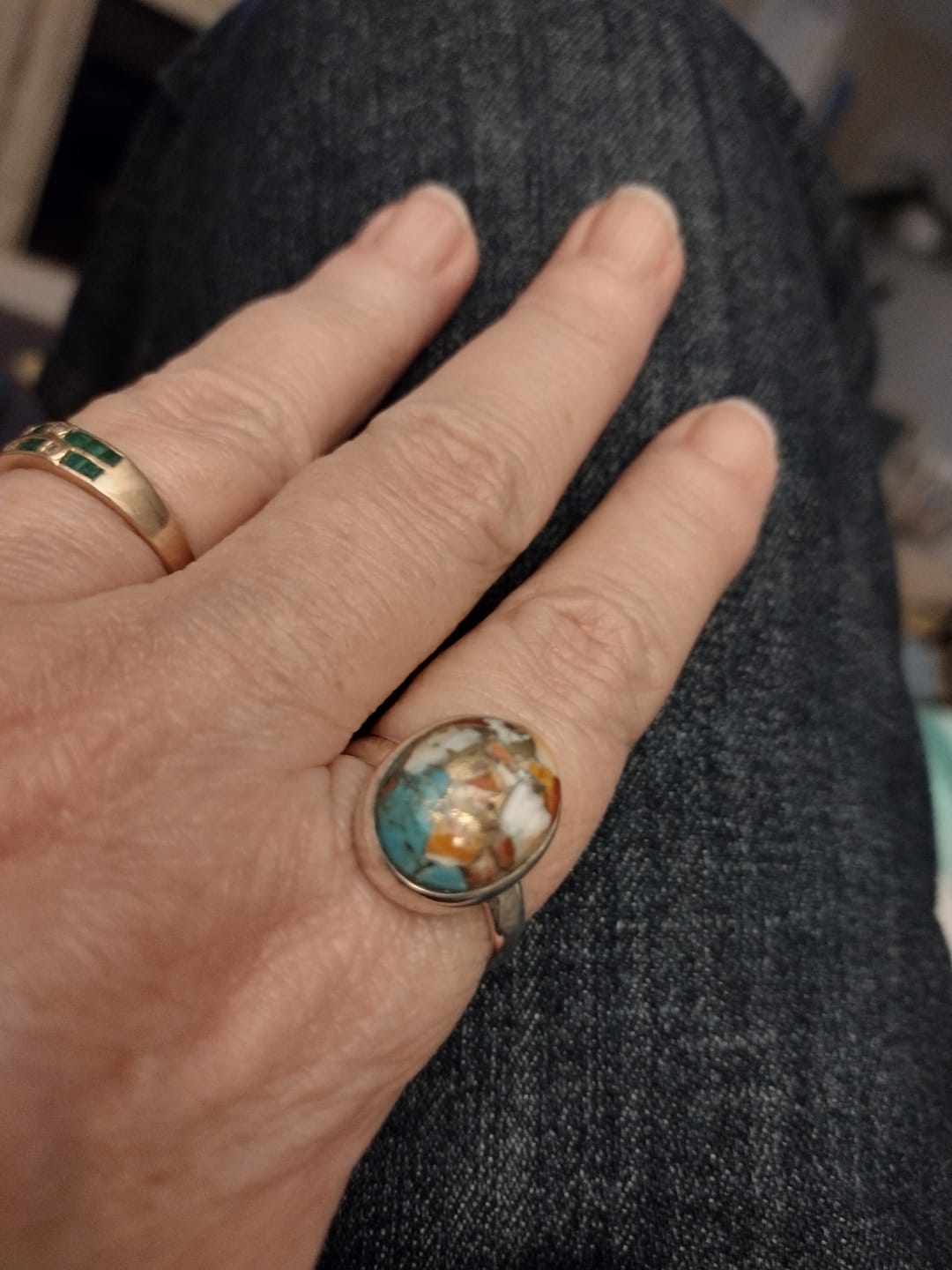 Customer photo review of Oyster Copper Turquoise Ring Sterling Silver