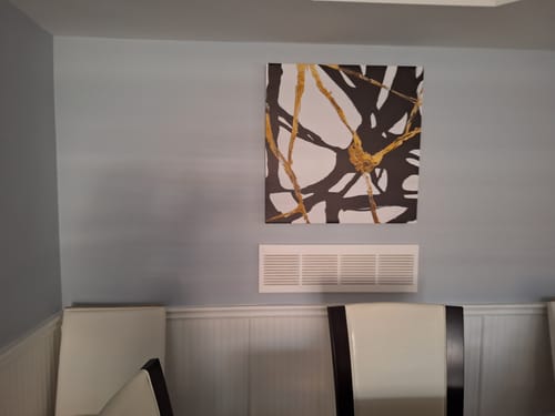 Customer photo review of 'Black, White & Gold Highway' Framed Canvas