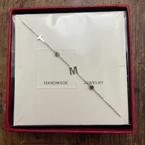 Customer photo review of Letter and Birthstones Bracelet