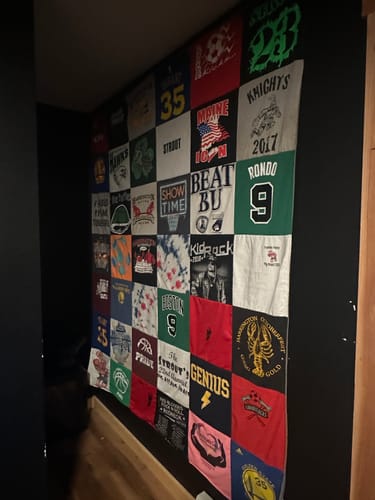 T-shirt quilt from university of maine by Sarah from ME