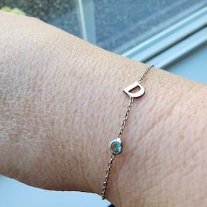 Customer photo review of Letter and Birthstones Bracelet
