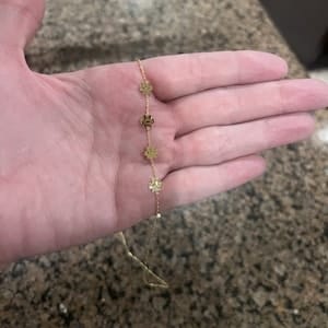 Customer photo review of Sideways Paw Letter Necklace