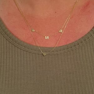 Customer photo review of 14K Solid Gold Letter Necklace