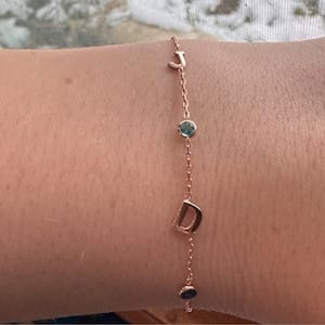 Customer photo review of Letter and Birthstones Bracelet