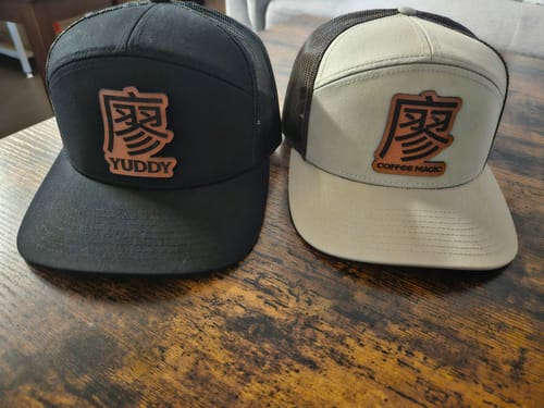Customer photo review of Flat Bill Seven-Panel Leather Patch Hat - Richardson 168