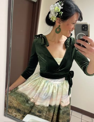 Customer photo review of LABYRINTH™ Renaissance Dress in Labyrinth Watercolor Print