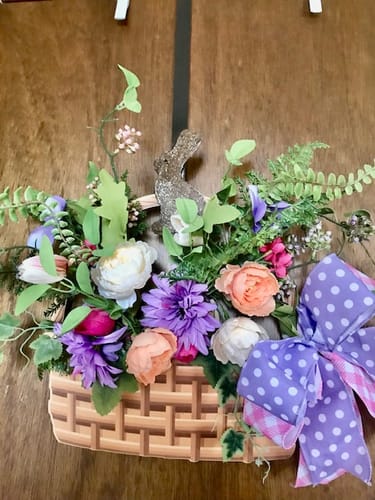 Customer photo review of Wicker Basket, Bouquet Maker, wood sign, DECOE-W-90347, 13" wreath sign