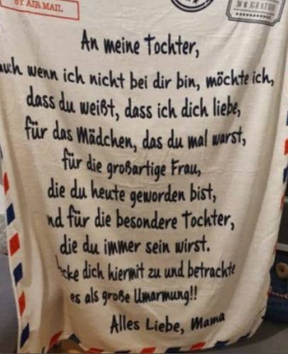 Customer photo review of Mutter - Für Meine Tochter / Für Meinen Sohn - Premium Decke™