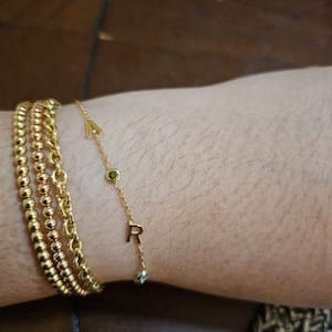 Customer photo review of Letter and Birthstones Bracelet