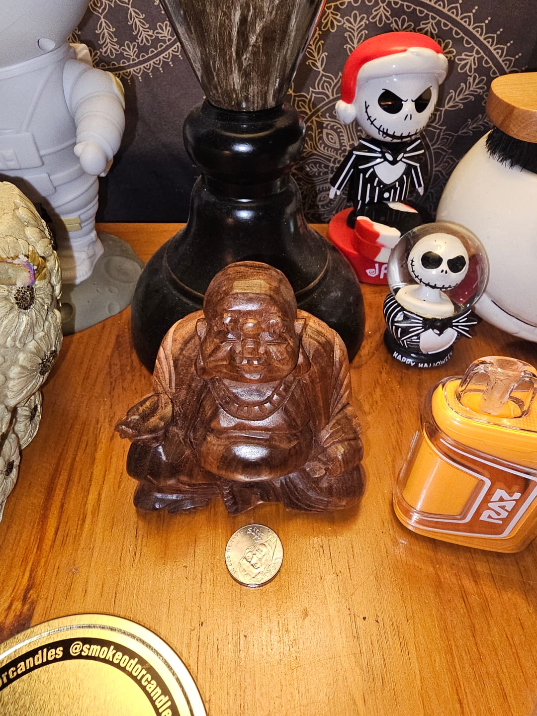Customer photo review of Laughing Buddha Wooden Statue