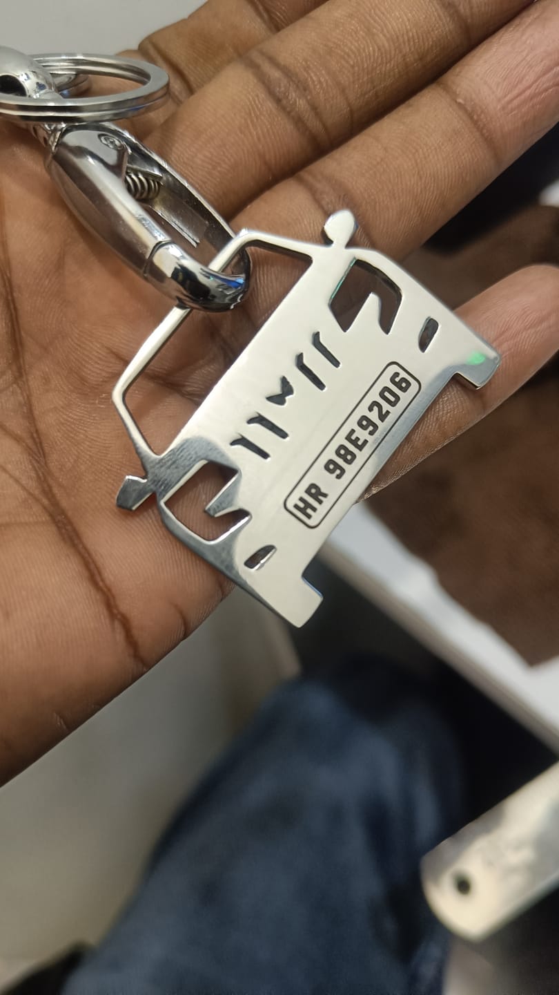 Customer photo review of Personalised Number Plate Car Keychain