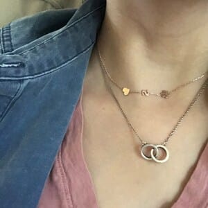Customer photo review of Sideways Paw Letter Necklace