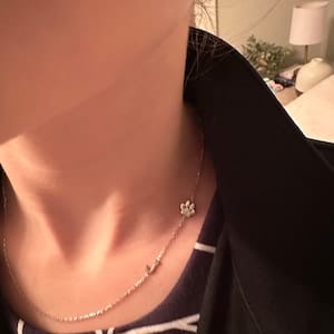 Customer photo review of Sideways Paw Letter Necklace