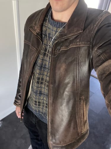 Customer photo review of Vintage Danier Jacket Mens XL Brown Leather Coat