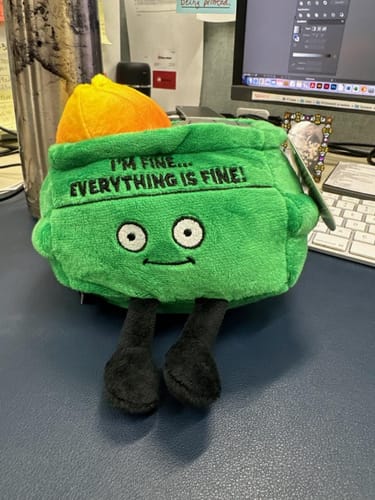 Customer photo review of "I'm Fine… Everything's Fine" Plushie