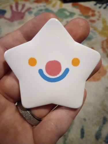 Customer photo review of Silly Clown Face Large Star Button