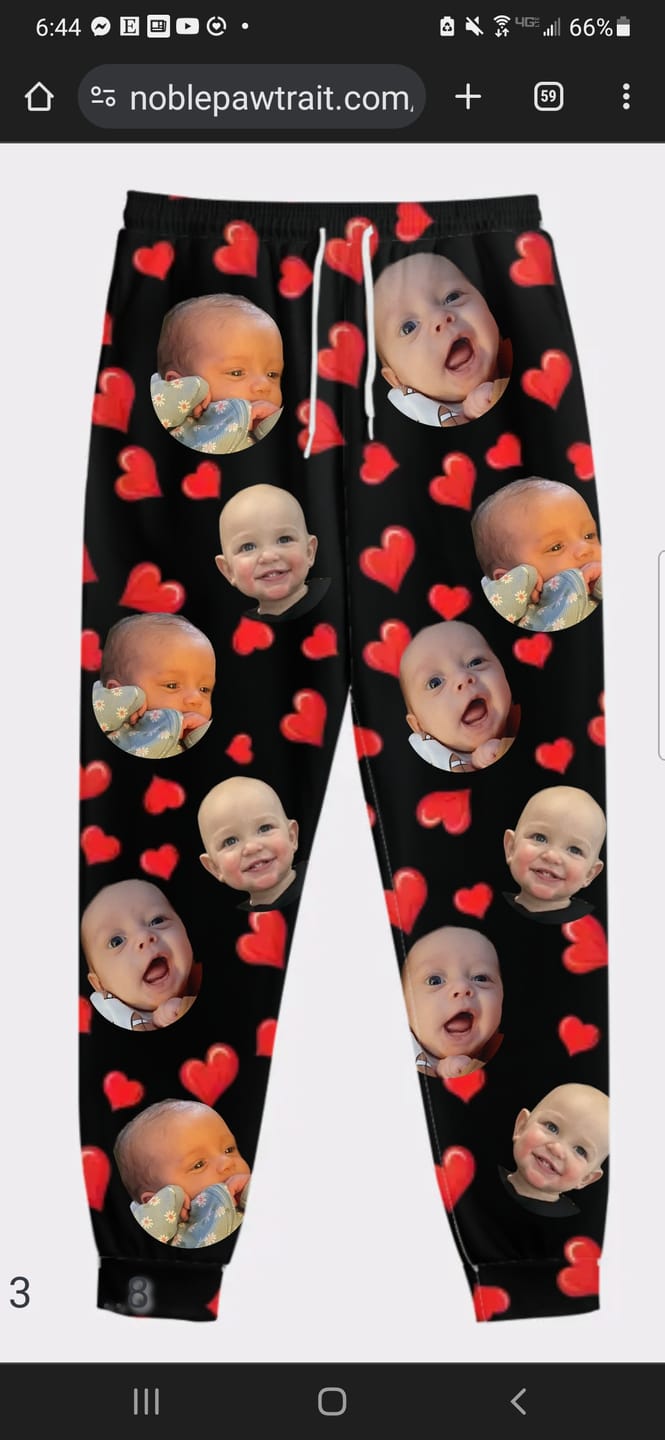 Customer photo review of Custom Your Own Sweatpants With Your Pet Face