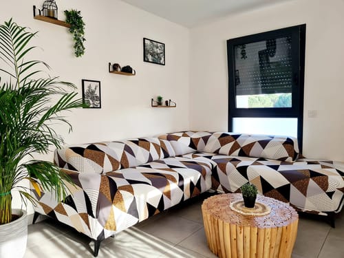 Customer photo review of Housse De Canapé d'Angle Extensibles - Motif Graminées