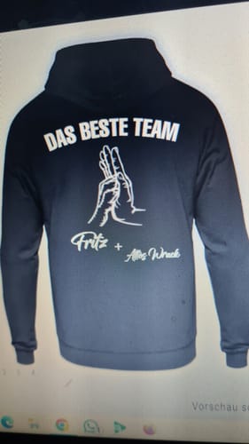 Customer photo review of Dream Team Fauststoß - Individueller Hoodie Unisex Rückendruck