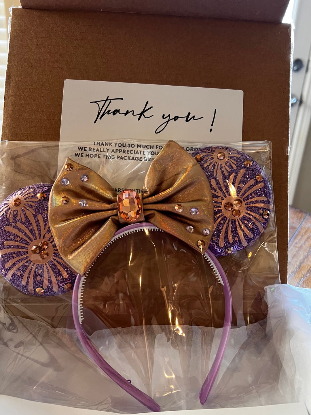 Customer photo review of Rose Gold Fireworks Mickey Ears