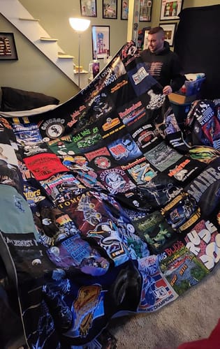 T-shirt quilt featuring boston red sox, pittsburgh penguins by Liz from ME