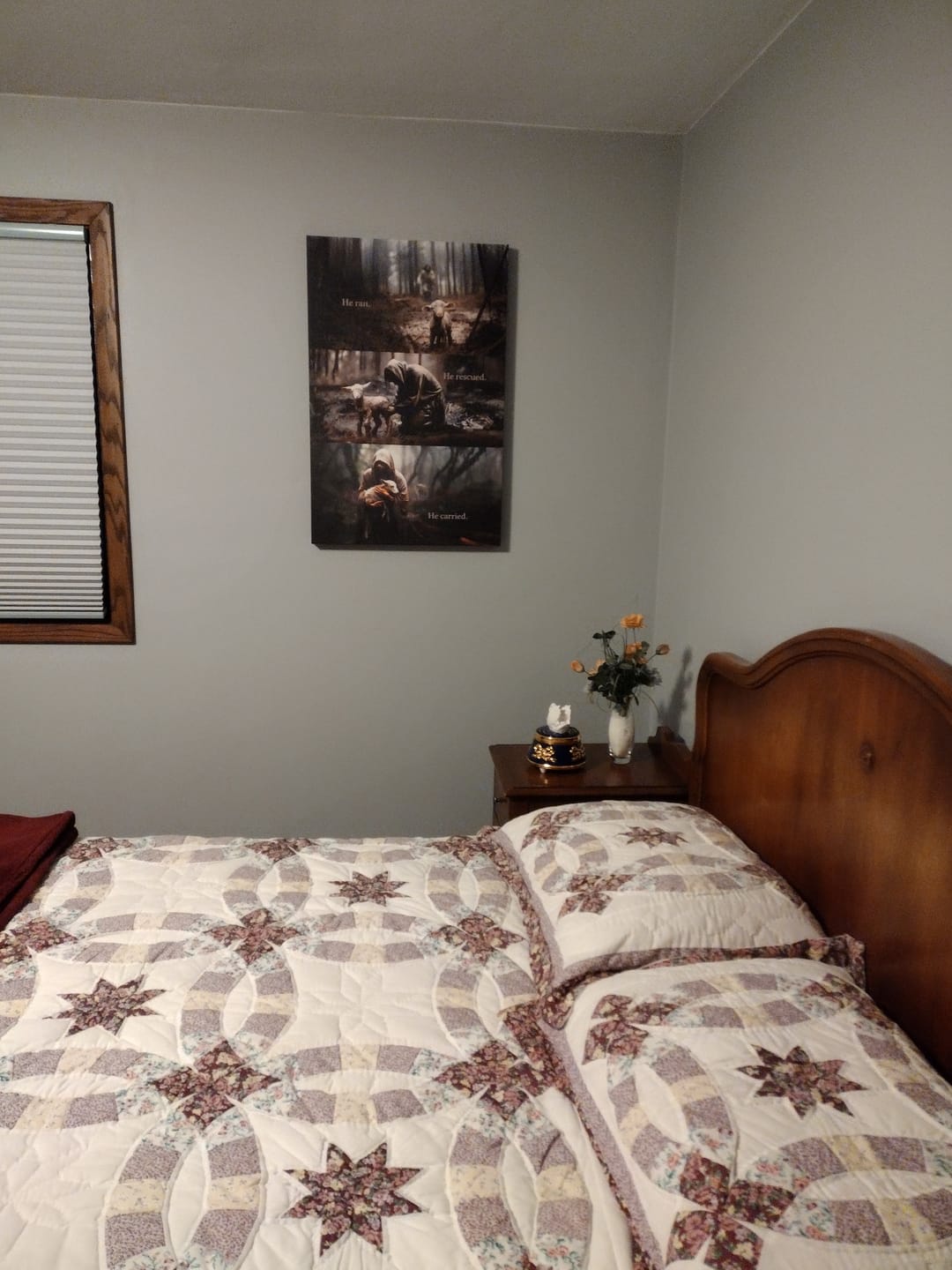 Customer photo review of He Ran, He Rescued, He Carried, Jesus and Lost Sheep, Wall Art Canvas