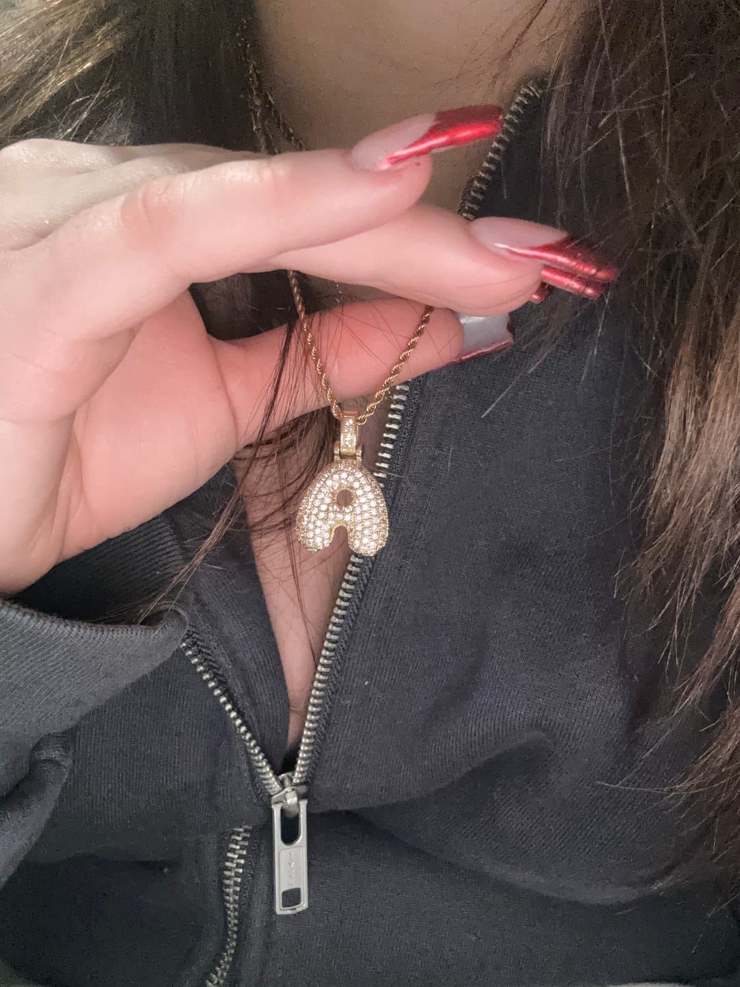 Customer photo review of Bubble Initial Necklace - Rope Chain