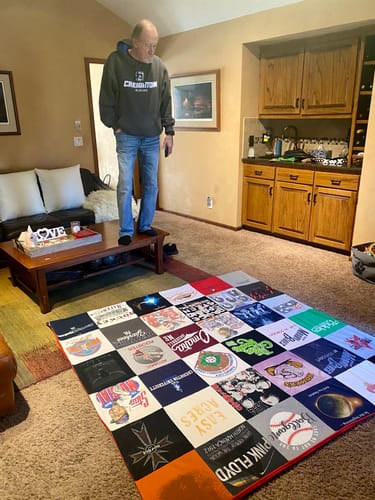 T-shirt quilt with family, friends themes by Mary  from NE