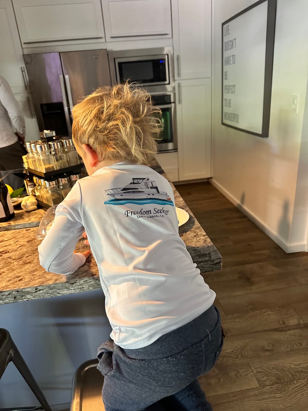 Customer photo review of Toddler Dri-Fit Custom Boat Shirts