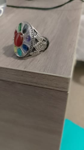 Customer photo review of Wisdom Ring | Men's 9 Gemstone Sterling Silver Ring