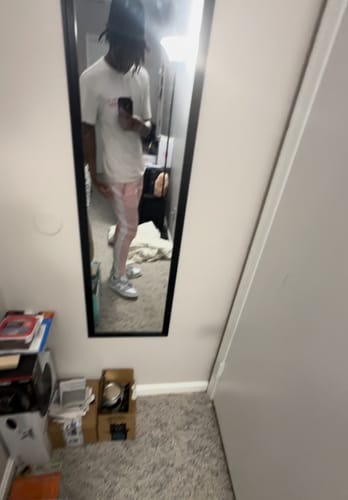 Customer photo review of Premium Side Stripe Zip Pocket Track Pants (Pink - White)