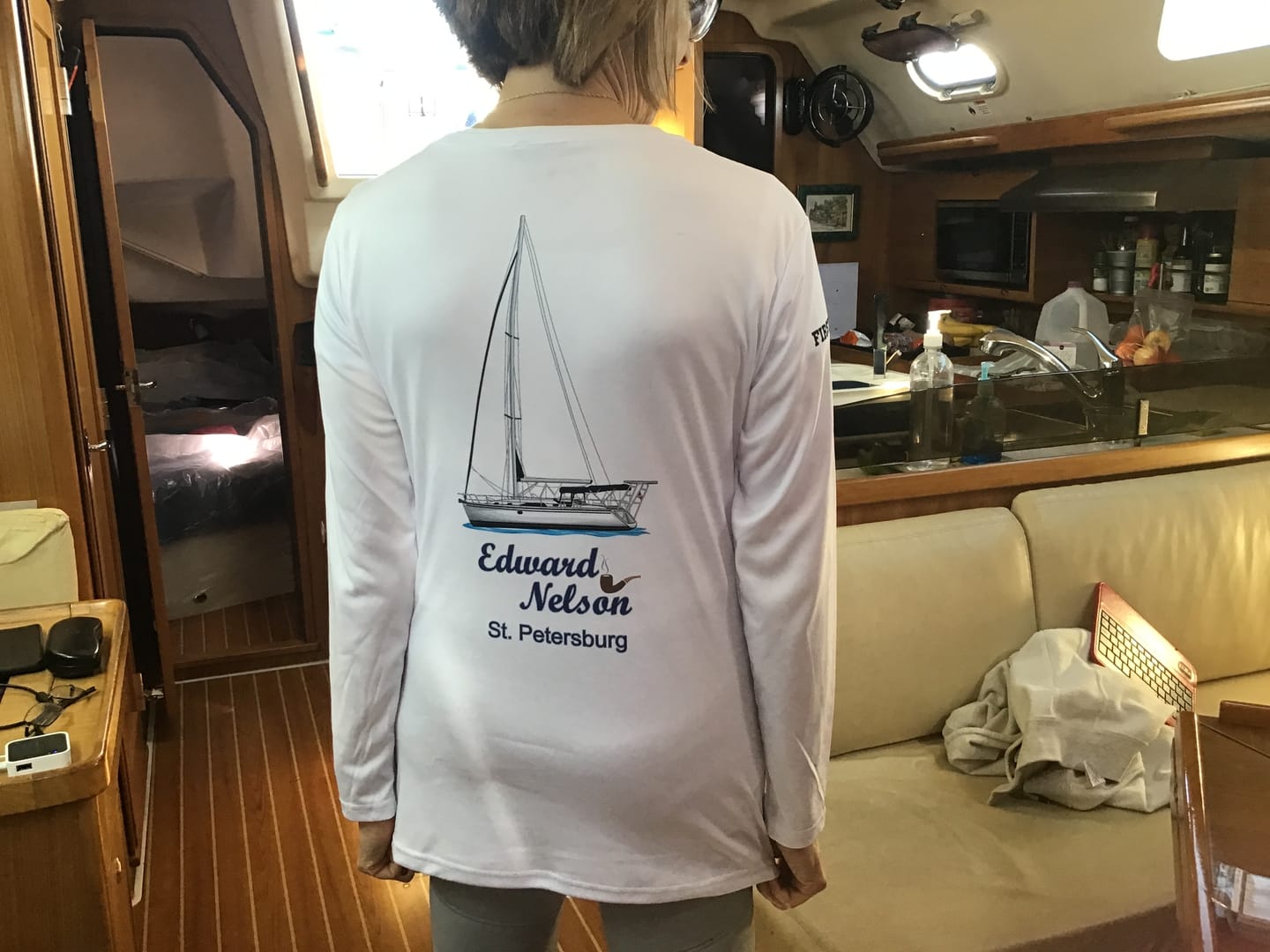 Customer photo review of Womens Captain & Crew Drifit Custom Boat Shirts - Long Sleeve