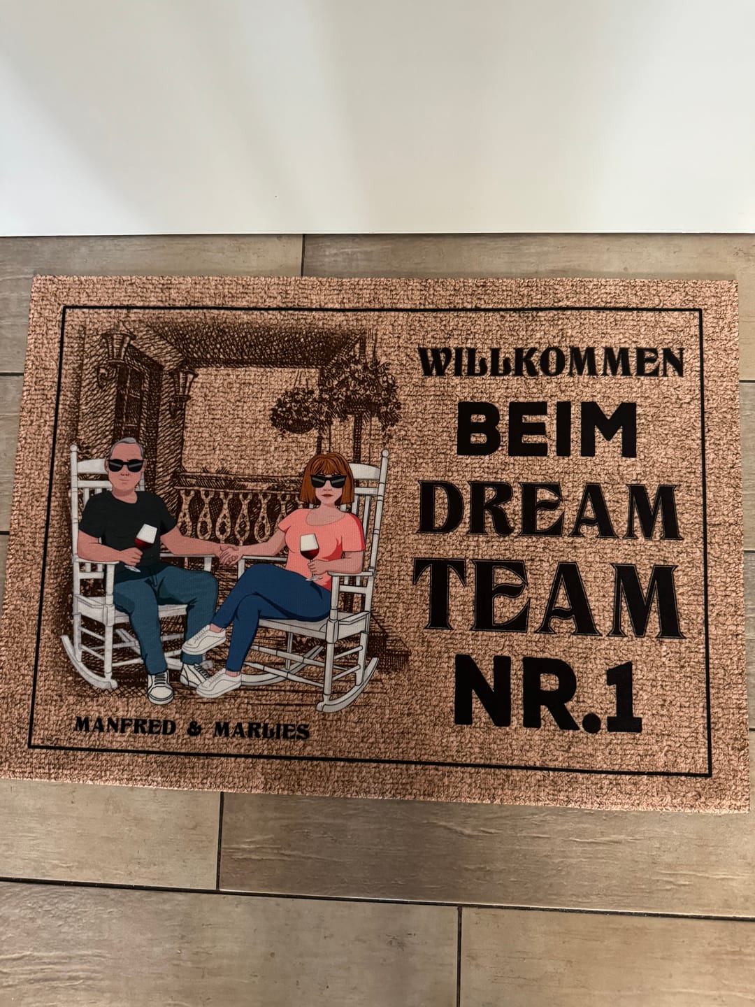 Customer photo review of Willkommen - Paar-Fußmatte