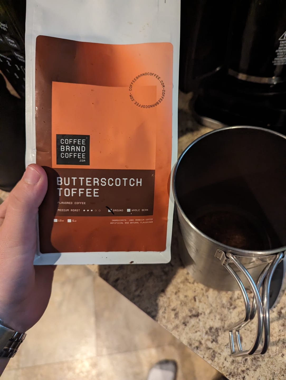 Customer photo review of Butterscotch Toffee Flavored Coffee