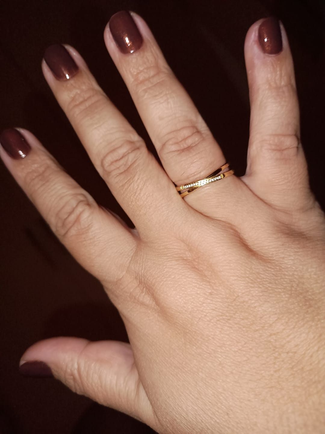 Customer photo review of Anel Lucia Duplo Banhado em Ouro 18k