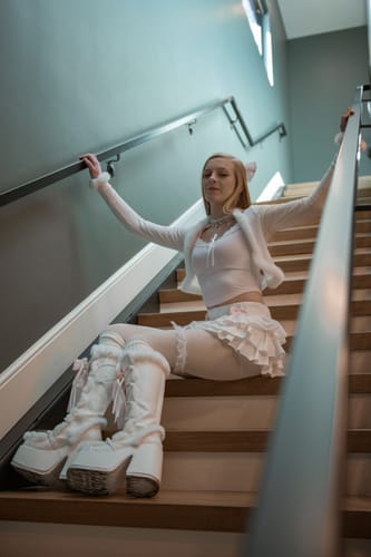 Customer photo review of Coraline Baby Pink Ribbon Lace-up Top