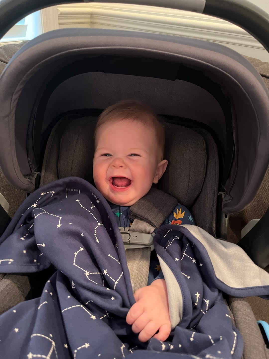 Customer photo review of 4 Season® Stroller Merino Wool & Organic Cotton Baby Blanket, 40" x 31.5", Night Sky™