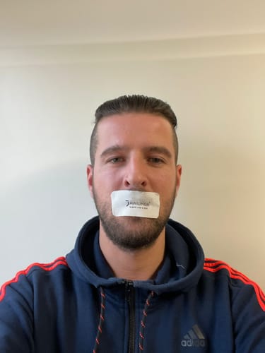 Customer photo review of JAWLINER® Anti Snoring Mouth Tape