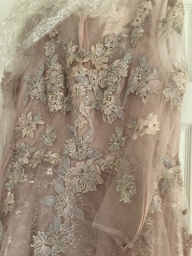 Customer photo review of Embroidered Illusion Long Sleeve A Line Dress