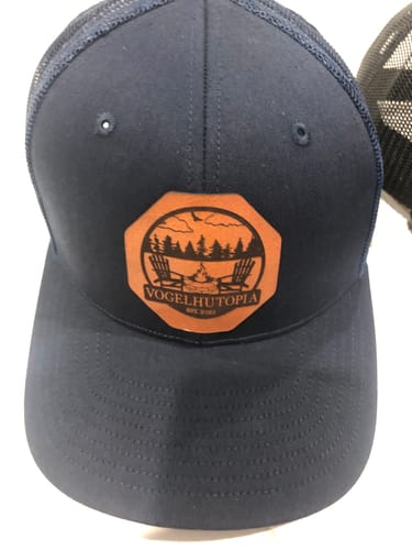 Customer photo review of Youth Custom Leather Patch Trucker Hat - Richardson 112