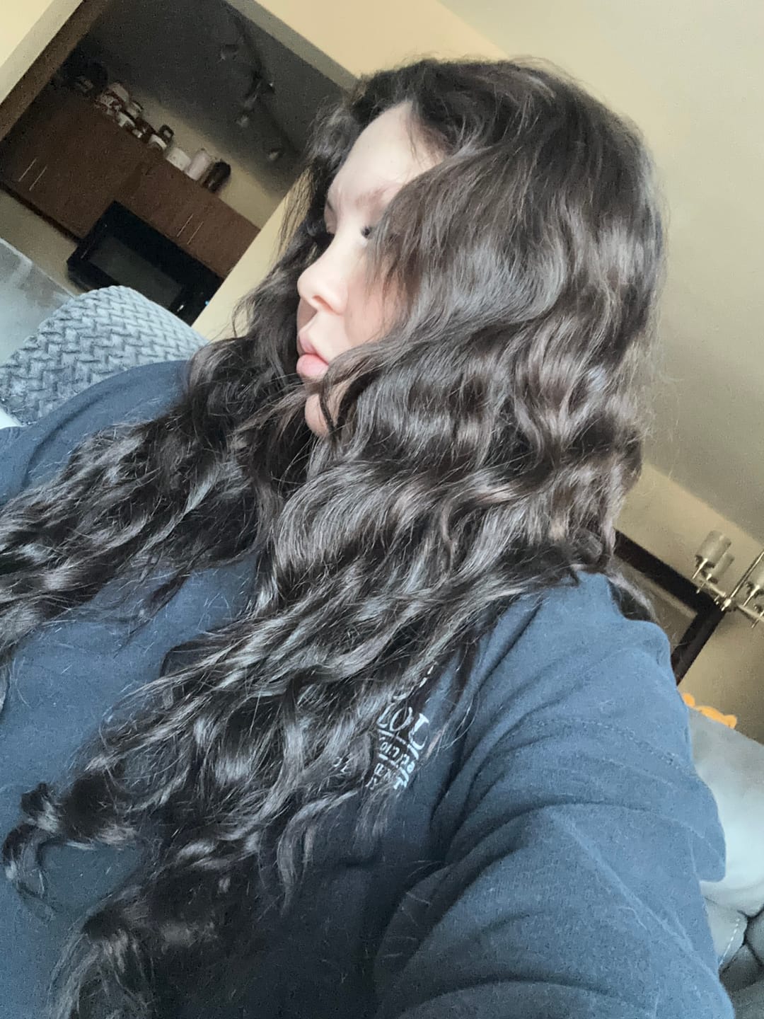 Customer photo review of Dark Brown #2 Natural Wave DIY Hair Extensions Home Kit