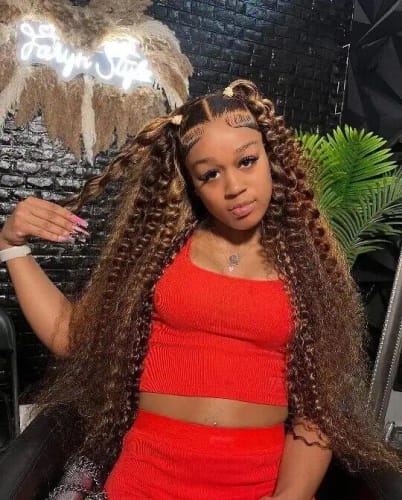 Customer photo review of P4/27 Highlight Water Wave Lace Closure Human Hair Wigs Pre Plucked With Baby Hair