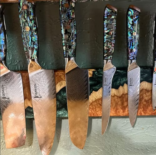 Customer photo review of "Umi" 11-Piece Japanese Damascus Steel Knife Block Set - With Abalone Shell Handles