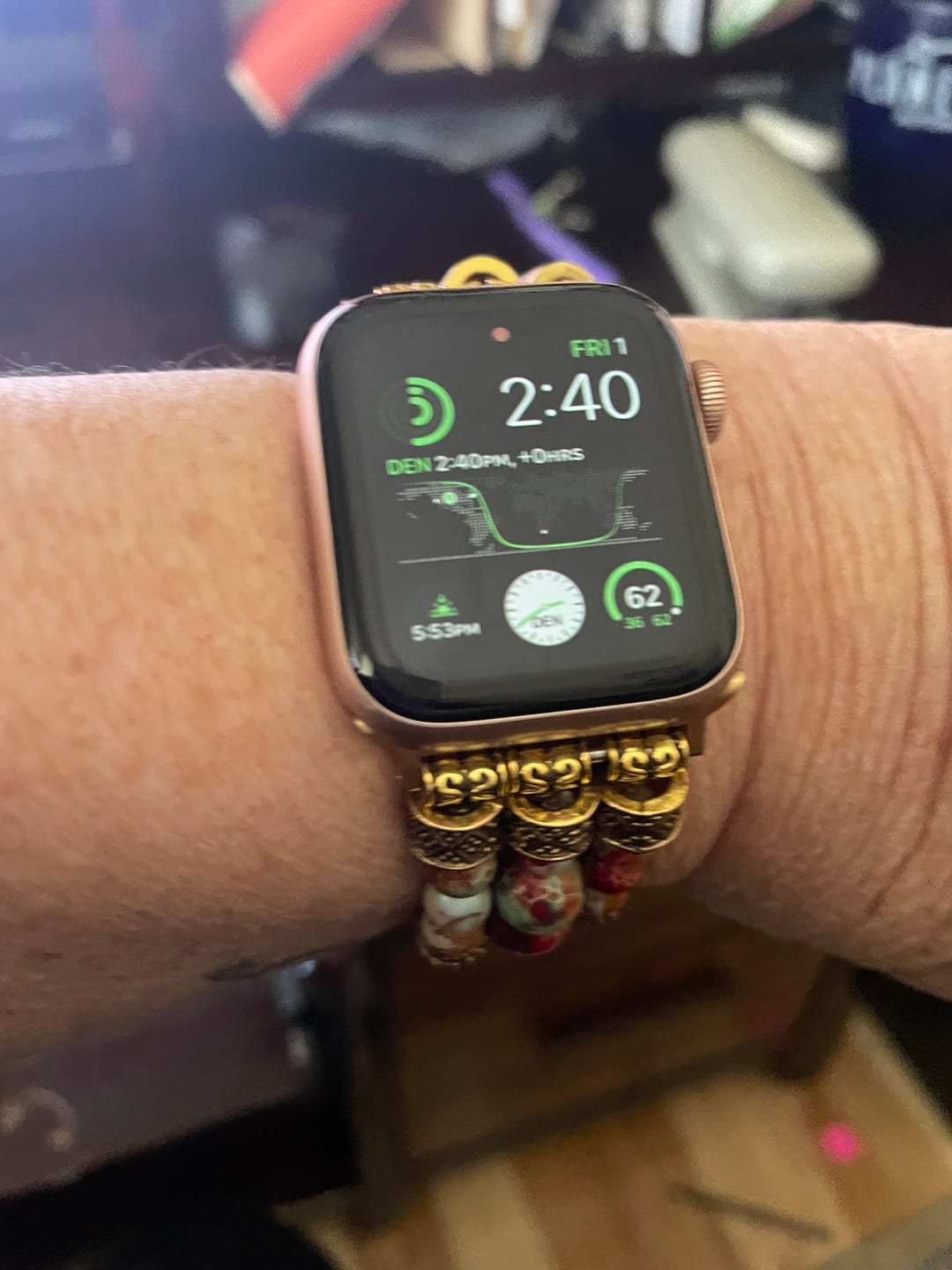 Customer photo review of Crimson Jasper Stretch Apple Watch Strap