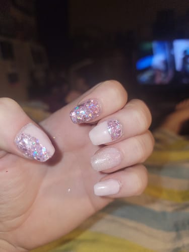 Customer photo review of D520 Tutu Pink Glitter Dip Powder