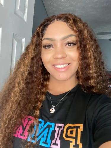 Customer photo review of P4/27 Highlight Water Wave Lace Closure Human Hair Wigs Pre Plucked With Baby Hair