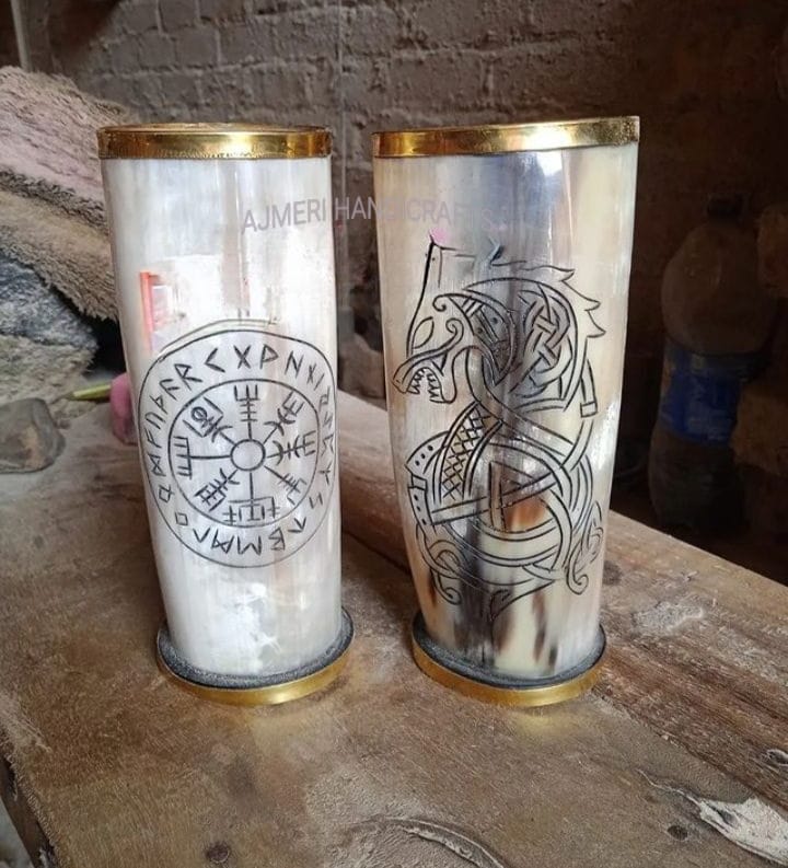 Customer photo review of Three Vessels Viking Drinking Horn Set